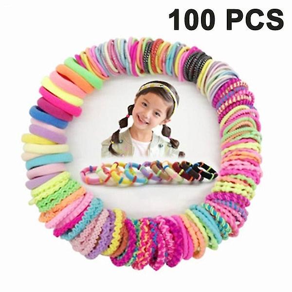 100-Pack of Multicolour Hair Elastic Bands in 10 Styles