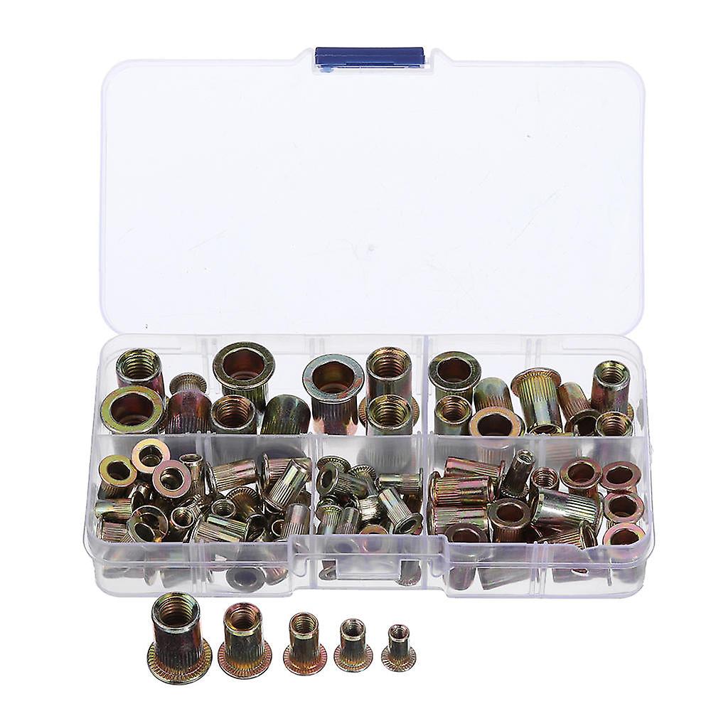 100Pcs M3/m4/m5/m6/m8 Zinc Plated Rivet Nut Threaded Countersunk Head Insert Nut Tool Kits