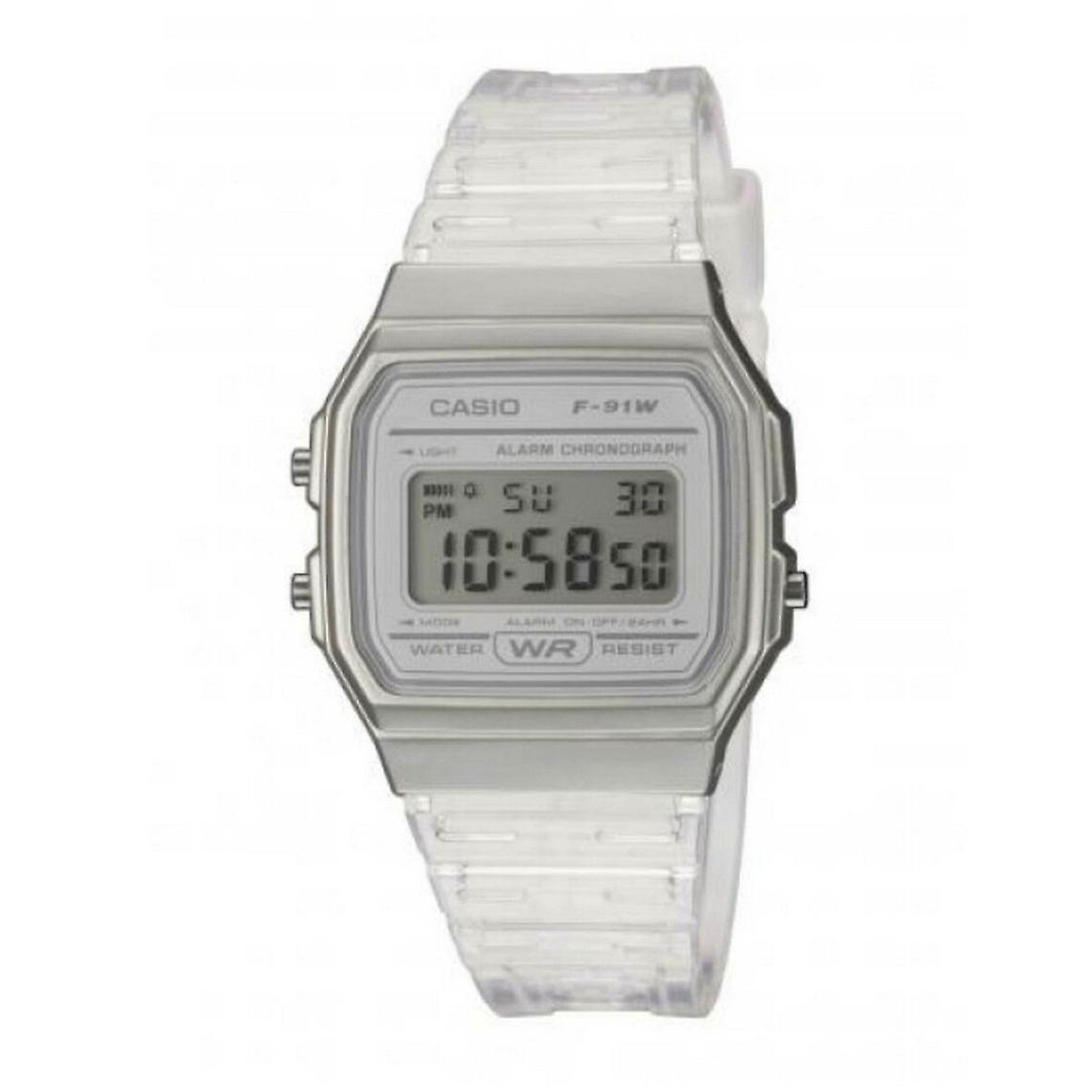 Casio F-91WS-7EF Basic Vintage Mixed Watch - Transparent Resin Strap