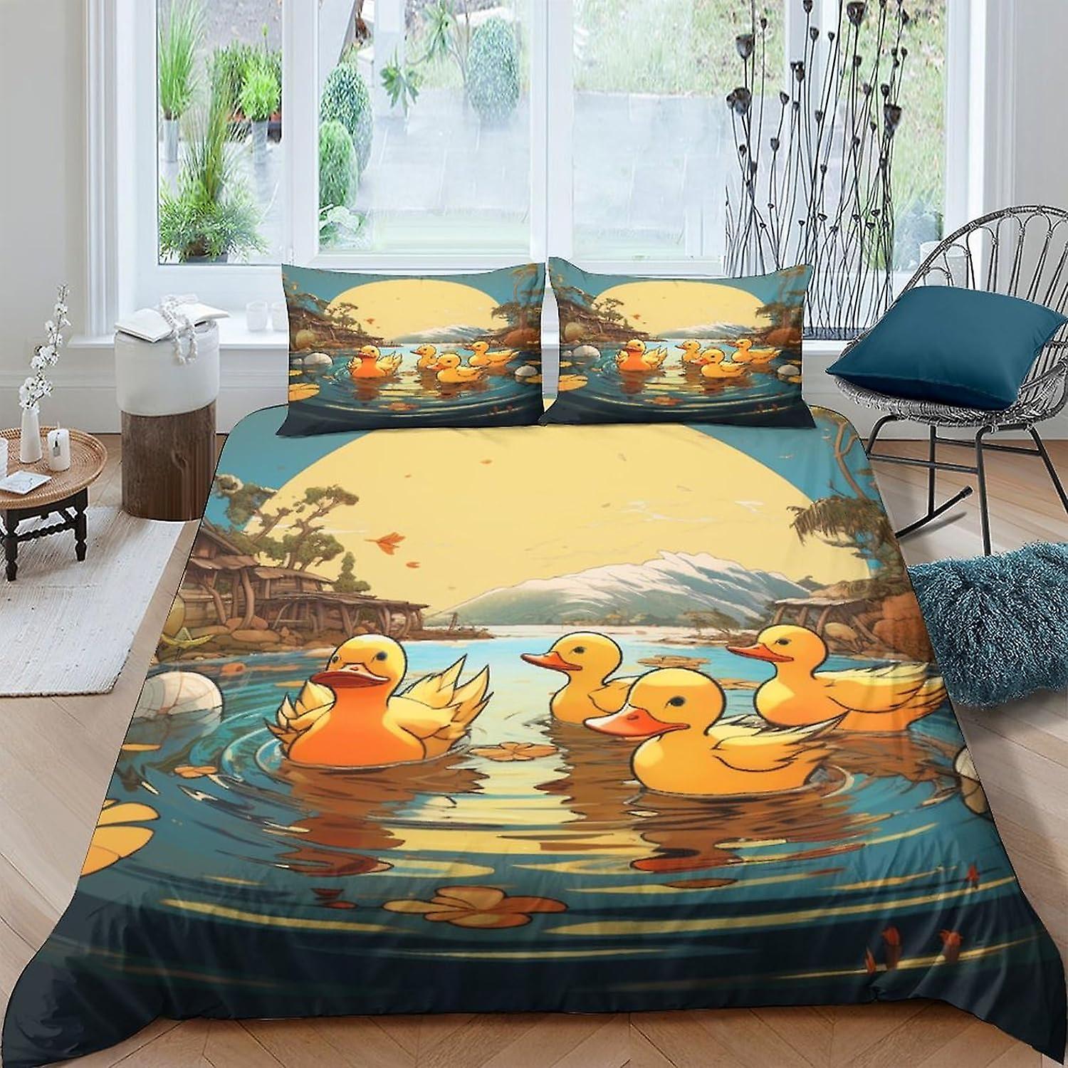 EKENOZ مجموعة بطة 3 قطع طقم غطاء لحاف من الألياف الدقيقة ، طقم بياضات مفروشات بجودة الفندق ، غطاء لحاف ناعم مع إغلاق بسحاب ، غطاء لحاف و 2 Pil