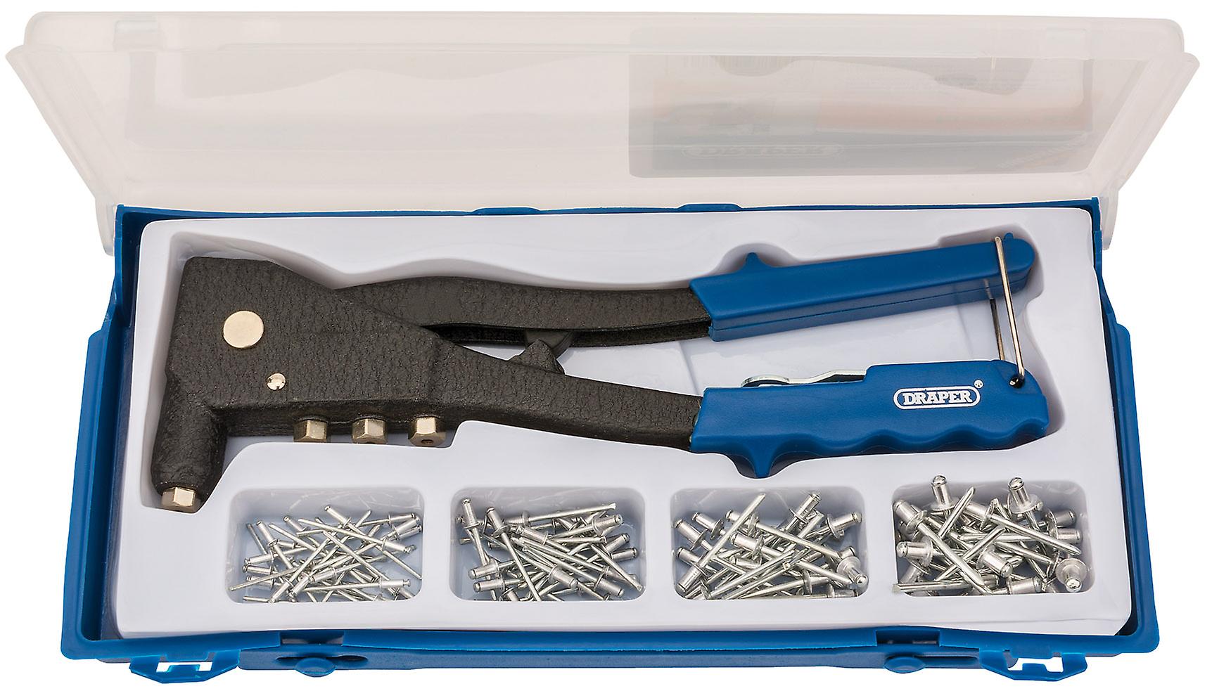 Draper 27843 Hand Pop Riveter Riveting Gun Kit + 100 Assorted Rivets