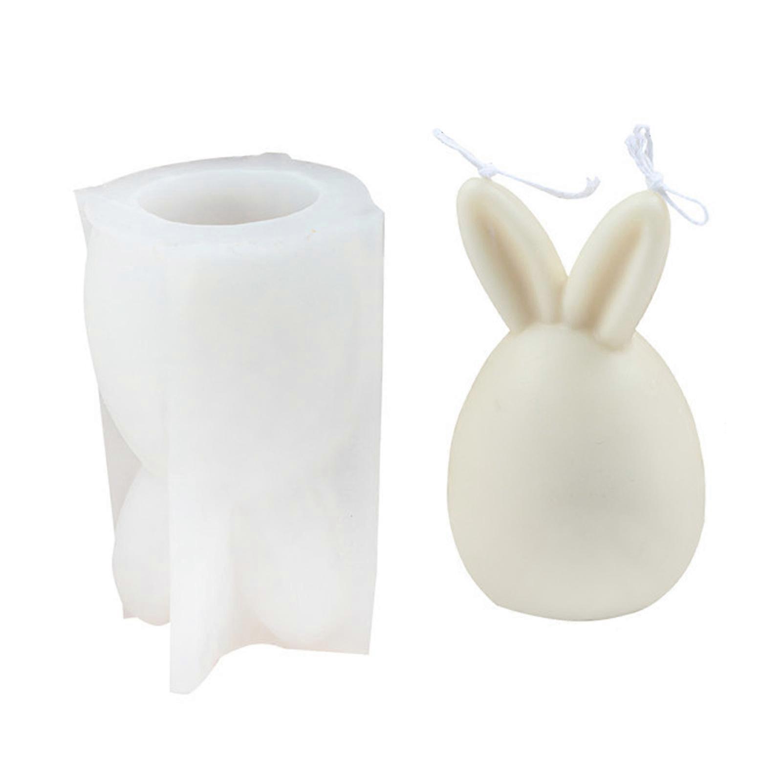 Silicone Candle Mold~Round Egg Vertical Ear Rabbit Silicone Rabbit Candle Mold Easter Halloween 3D Rabbit Fold Cake Mold Soap Mold NO.0558