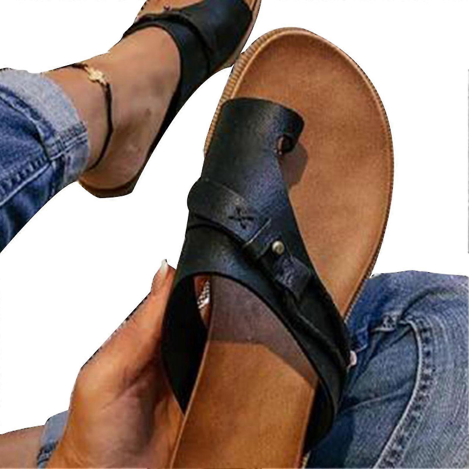 Women's Orthotics Sandals Correction Pvc Fabric Open Toe Slippers Flat Heel Flip Flops Summer Casual