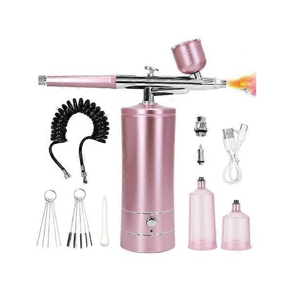 0.3mm Airbrush Kit with Compressor (Pink)   -Sy