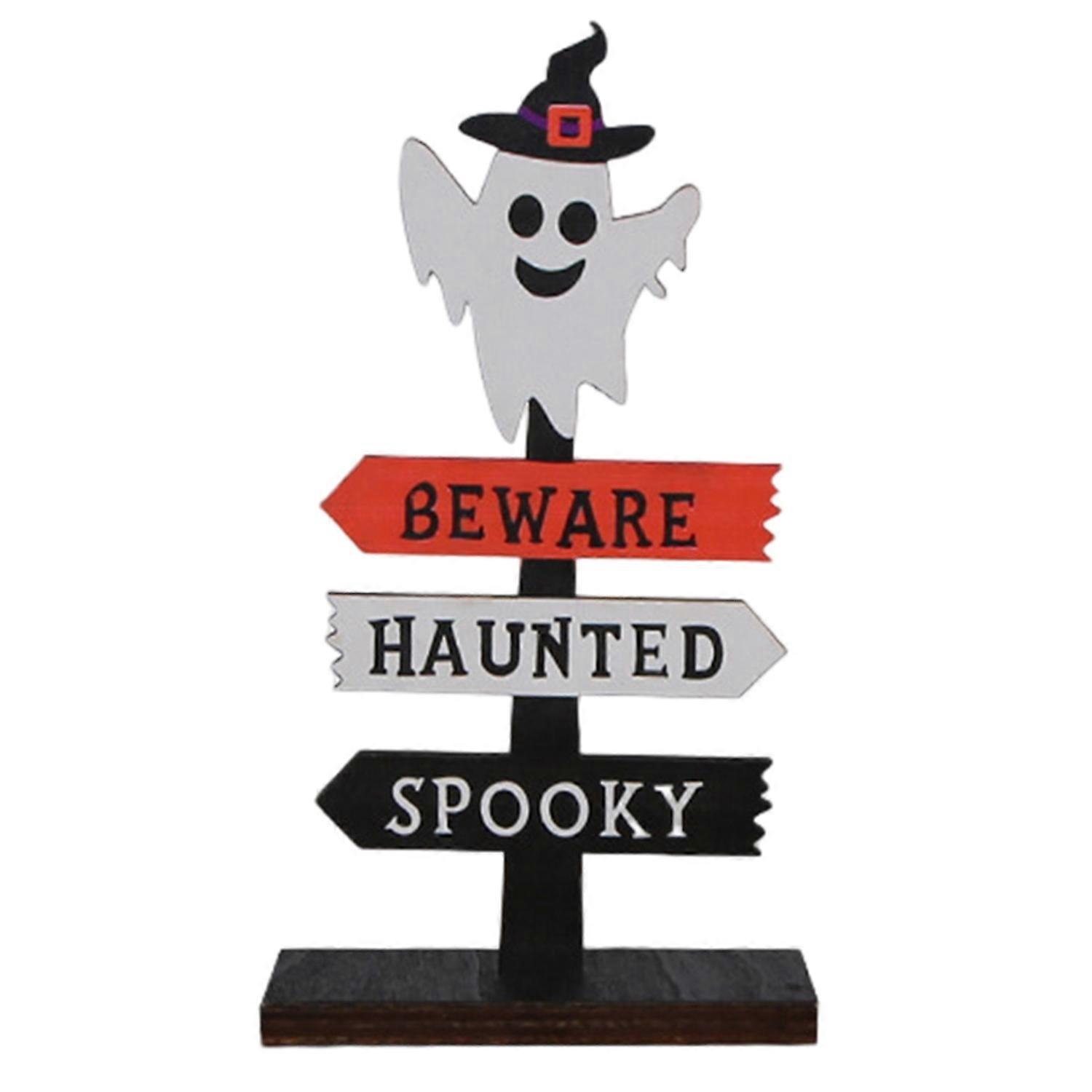 Halloween Desktop Wood Decoration Bat Pumpkin Ghost Skull Reusable Solid Wooden Ghost Festival