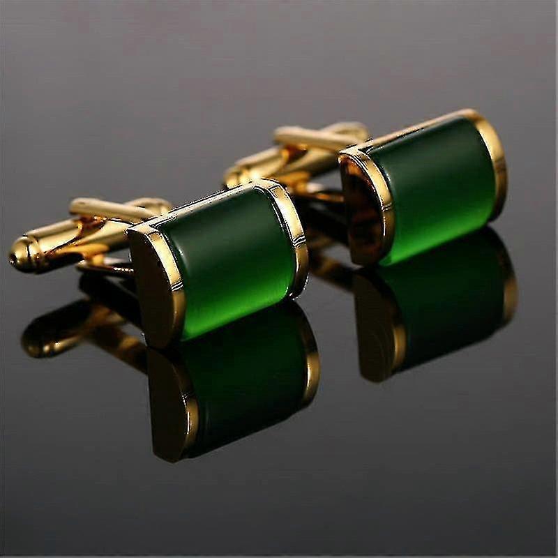 Romantic Green And Gold Cufflinks, A Pair