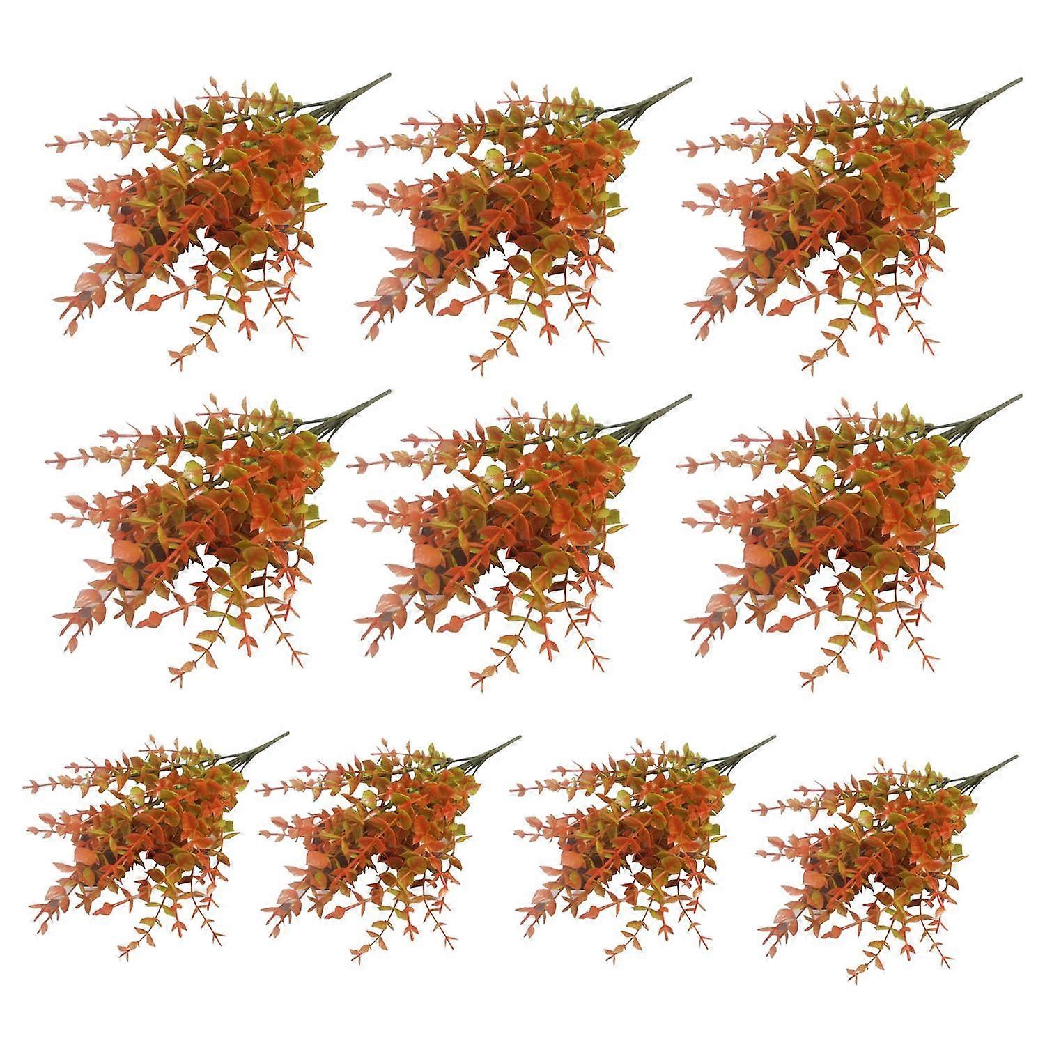 10Pcs/Set Fall Artificial Flower Eucalyptus Realistic Fake Plants Halloween Thanksgiving Harvest