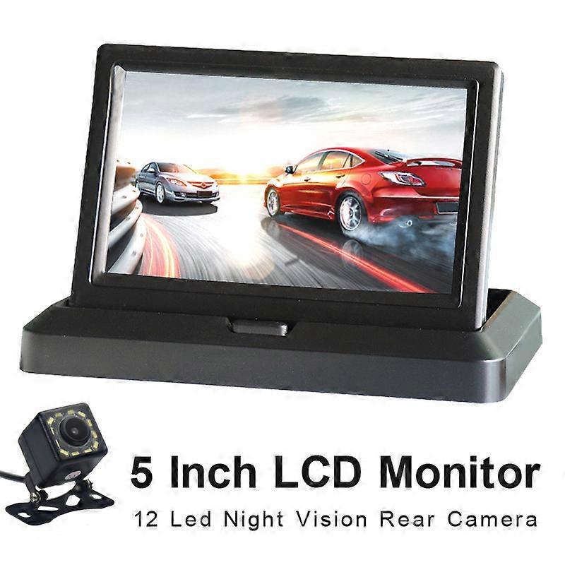 800*480 5 Inch TFT LCD Foldable Car Monitor Reverse Parking Monitor And 12 LED Night Vision Rear Camera