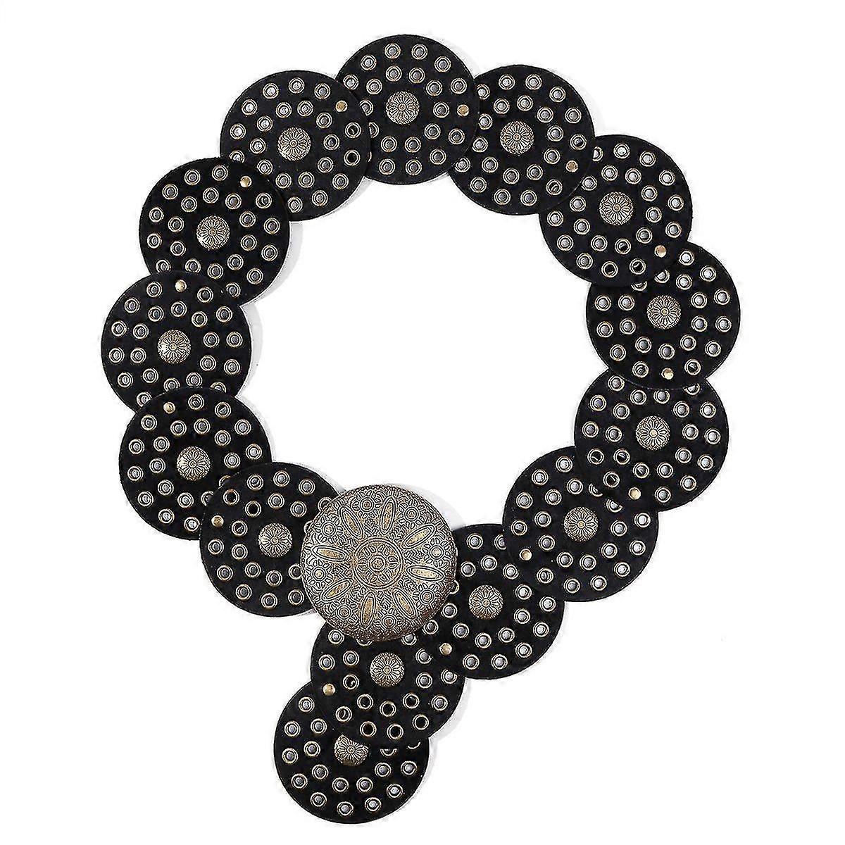 Bayan Deri Kemer Geniş Disk Boho 90mm Genişlik