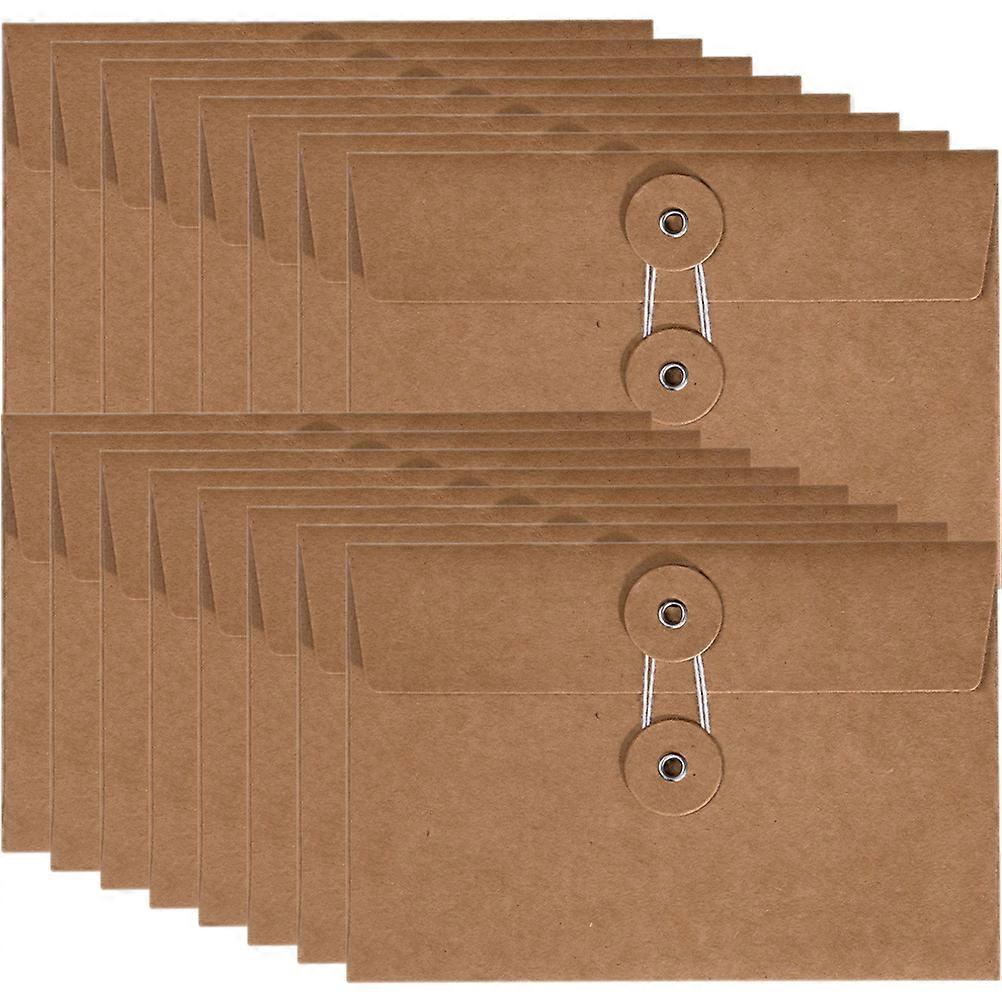 20Pcs Retro Winding Storage Pouches Kraft Envelopes Office File Holders Document Organizers