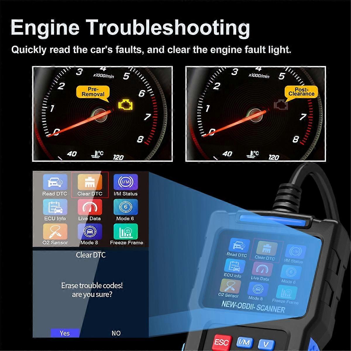 T200 OBD2 Scanner Vehicle Code Reader Scanner Diagnostic Tools Read and Display Data for Universal Cars