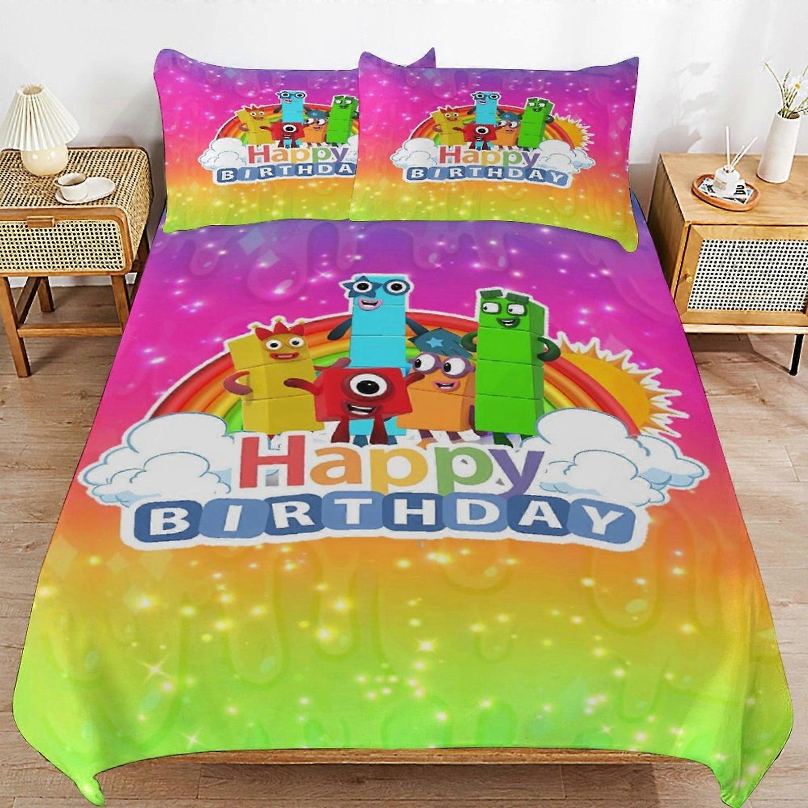 x145 Numberblocks Capa de Edredom de Cama Conjuntos de Cama de Microfibra Impressos em 3D Conjuntos de Edredom Leve de 3 Peças, 1 Capa de Edredom e 2 Fronhas para Crianças Menino