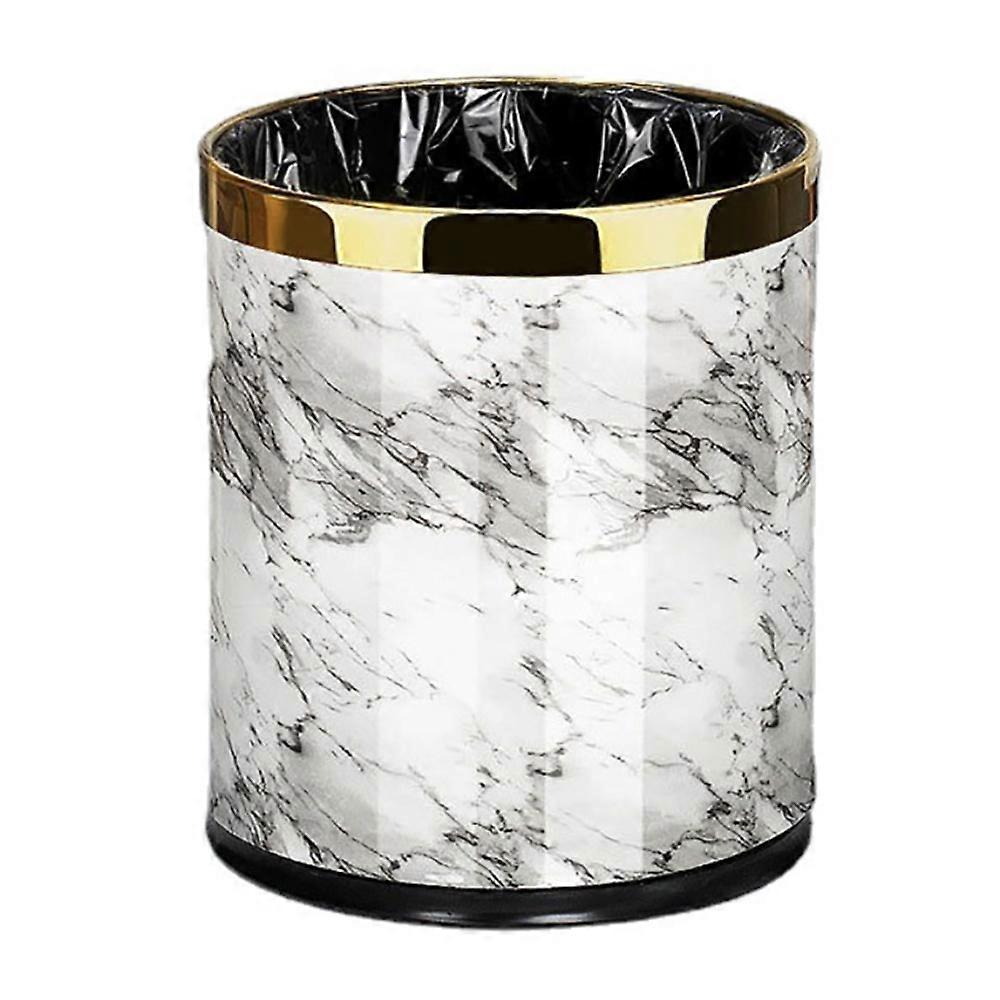 Trash Can,Marble Pattern 10L Trash Can Bin Buckets Diameter Waste Bins Living Room Bathroom Kitchen