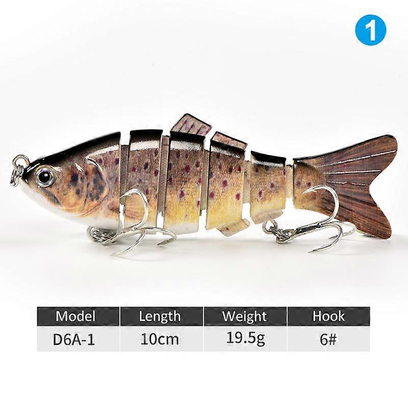 Robotic Swimming Lure 10cm Multi-section Fishing Lure with 6 Hooks Life-like Hard Bait