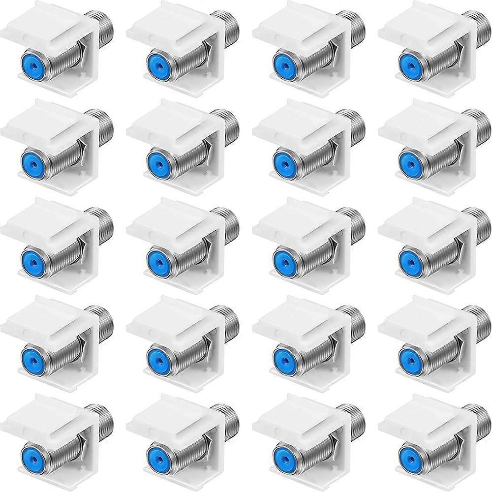20-Pack Coax Jack Insert,F-Type RG6 Cable Extender Female to Female for Wall Plate and Patch Panel