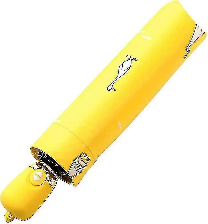 Travel Folding Umbrella Cartoon Duck Pattern Windproof Uv Protective Sunscreen Umbrella