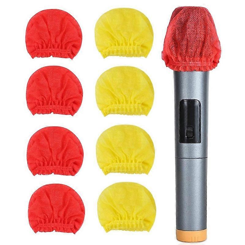 120PCS Disposable Microphone Cover Non-Woven Microphone Cover Dust Cover Microphone Cover-Red+Yello