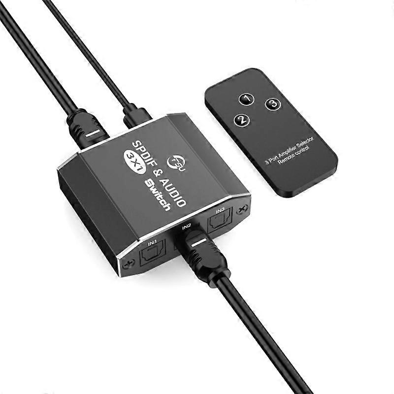 Spdif & Audio Switch 3 i 1 ut optisk splitter Toslink digital optisk ljudswitch 3X1 adapter