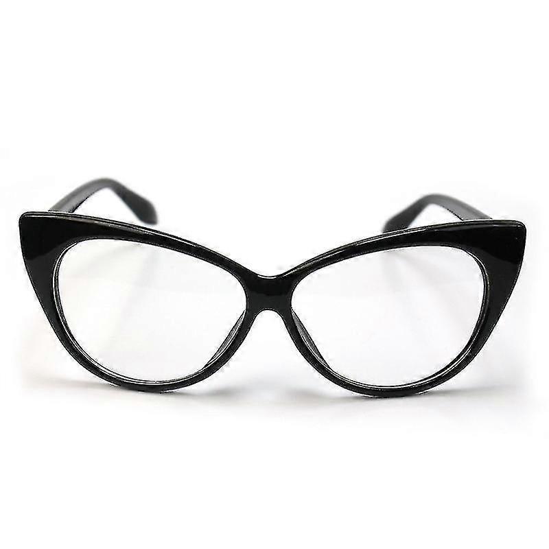 Cat Eye Glasses Retro Nerd Glasses Without Strength (black)