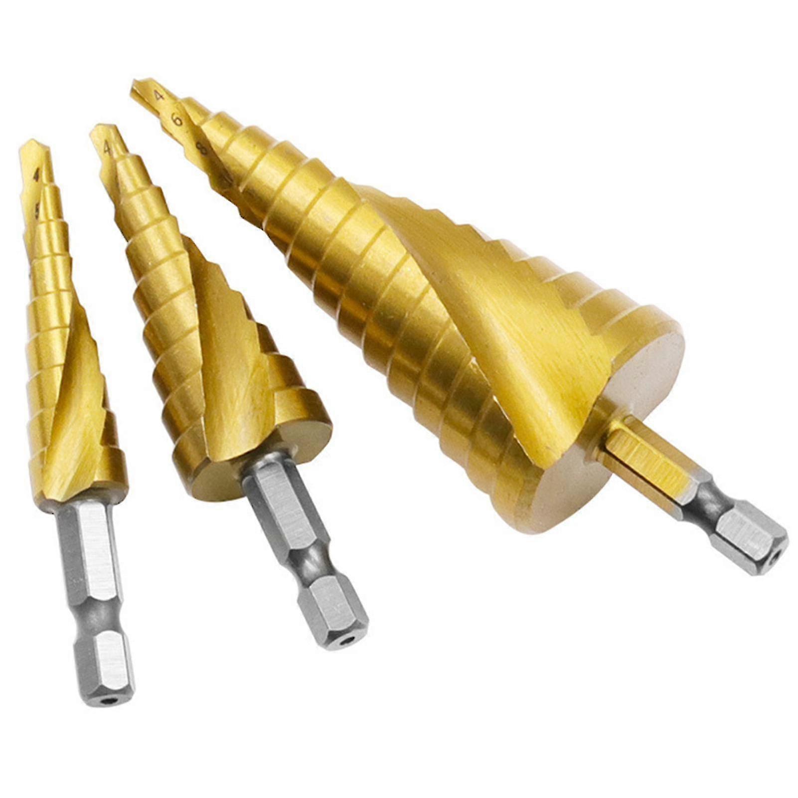 Hexagonal Spiral Fluted Step Drill Bits Multipurpose Step Cone Hole Cutter