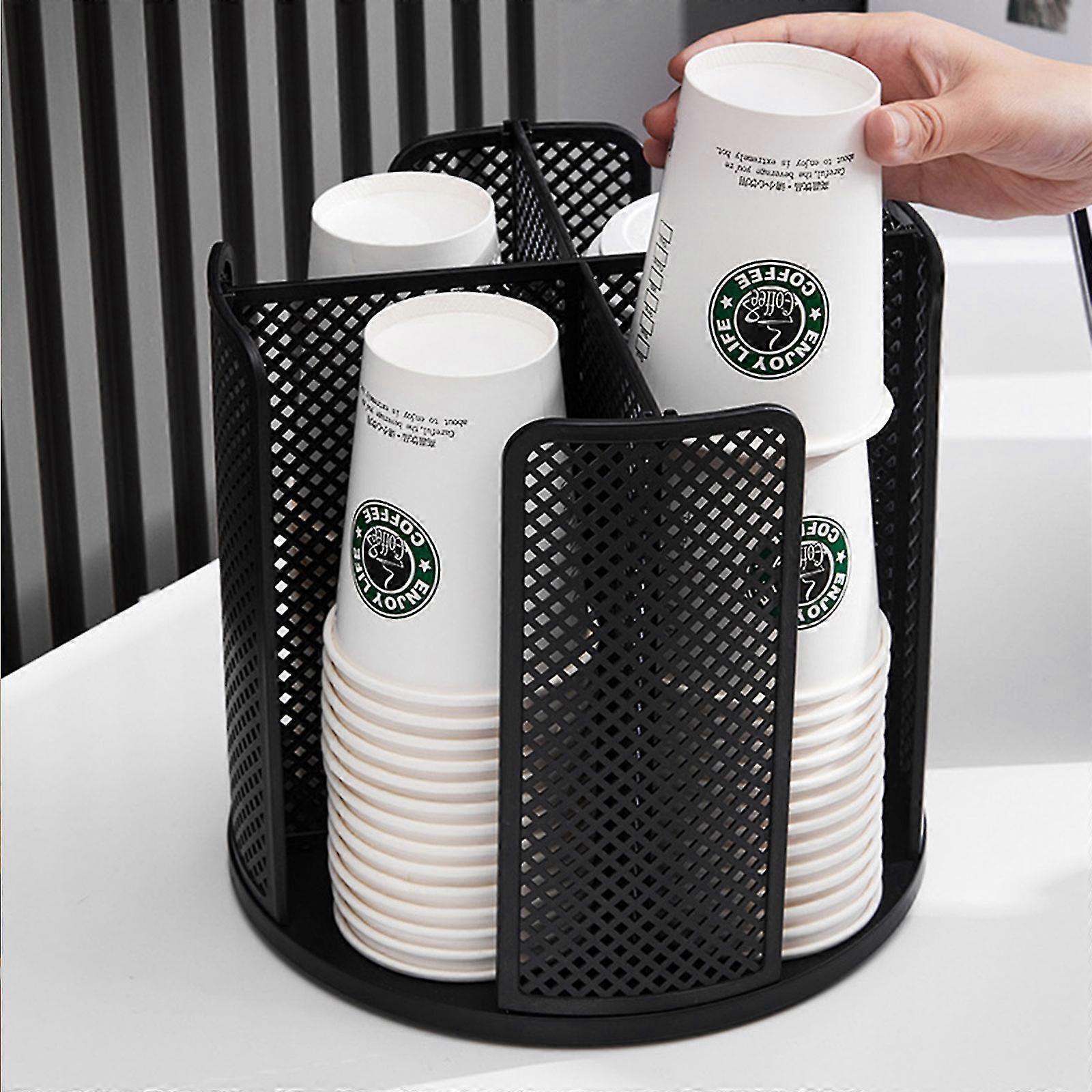 Coffee Cup & Lid Organizer Jednorazowy dozownik kubków 4 przedziały Stojak do przechowywania