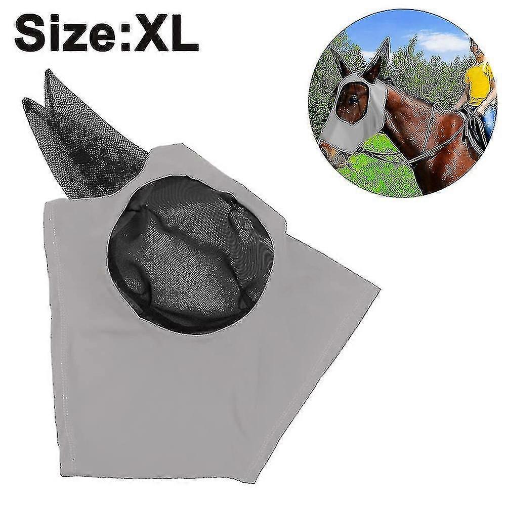 Horse Fly Lycra Mask, With Ear Protection, Mesh Avoids Uv Rays, For Horse / Cob / Pony Equestrian Mesh Eyes