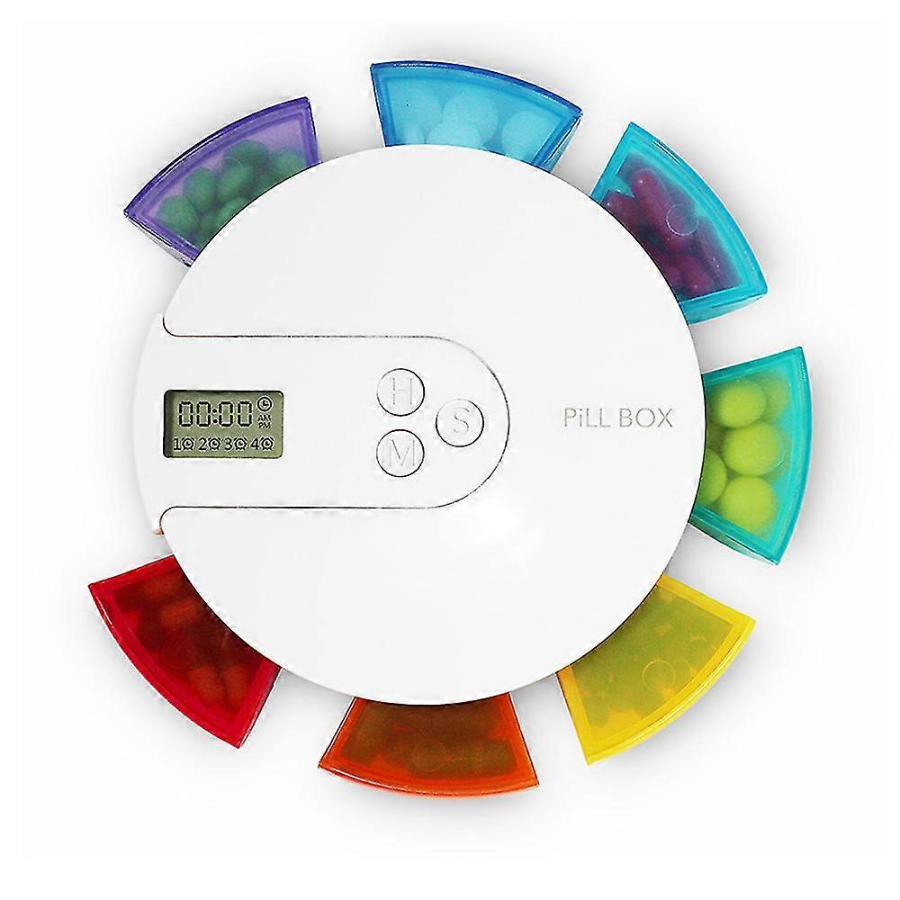 7 Days Rainbow Digital Pill Organizer, Cozycabin Portable Weekly Digital Pill Box With 4 Groups Alarm Reminders, Lightweight Easy Carry Round Electron