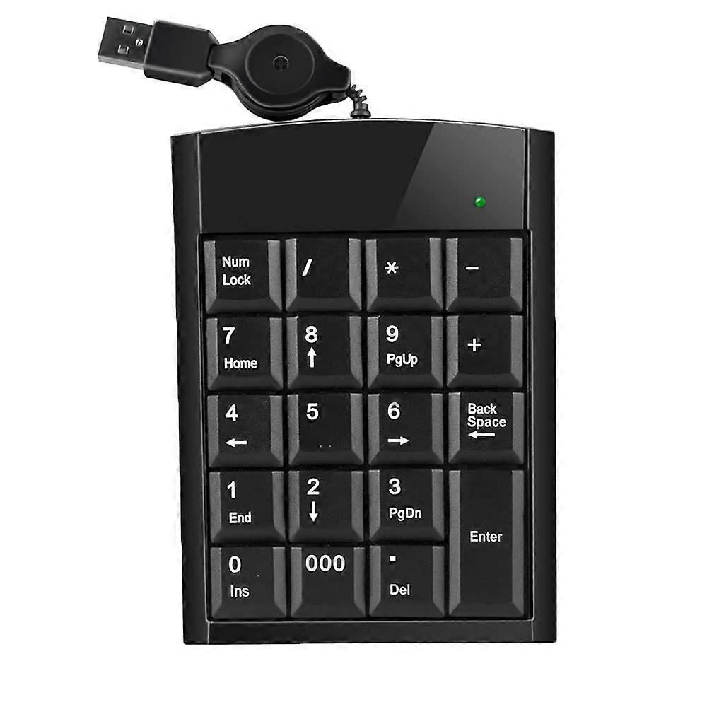 USB Numeric Keypad,, 19 Keys Portable Mini Numeric Keypad with Retractable Cord