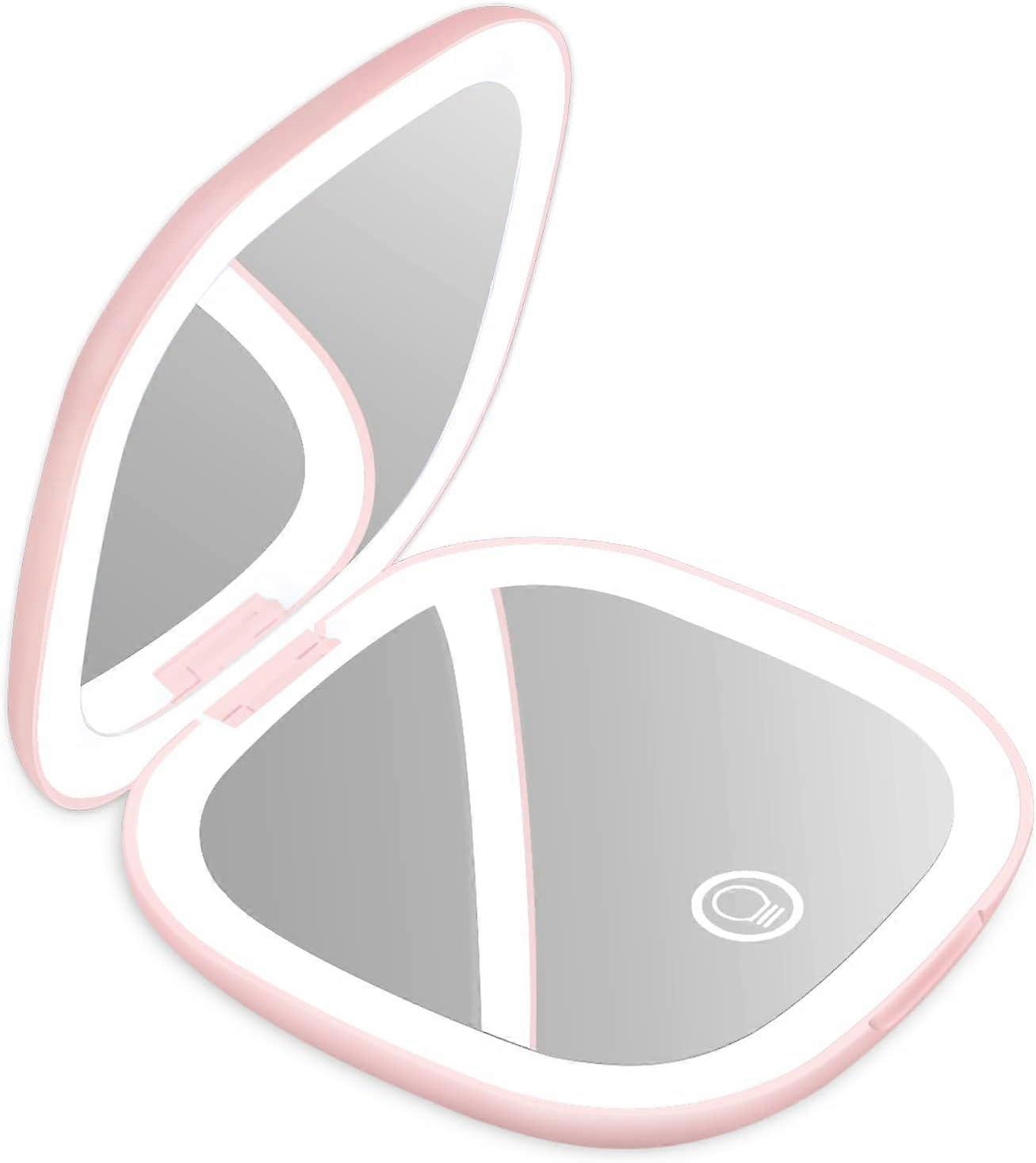 Pocket Makeup Mirror with 1X / 5X Magnification, Rechargeable