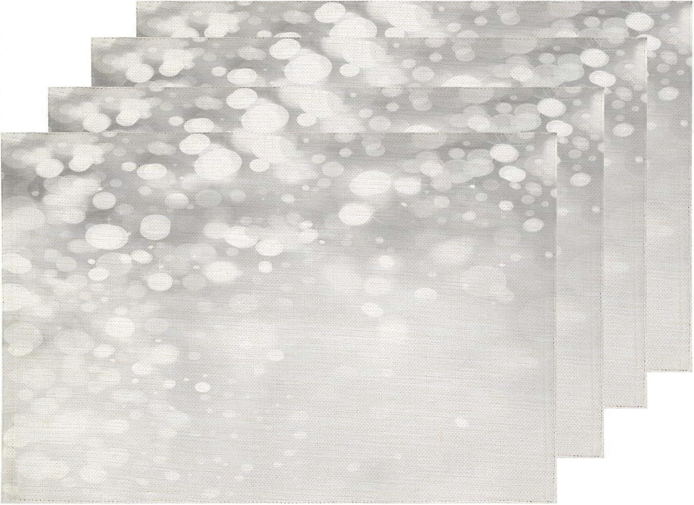 مفارش ثلجية صلبة رمادية ، حصيرة طاولة بيضاء من الكتان الخيش قابل للغسل عزل حراري مزدوج الطابقين لطاولة الطعام طاولة مطبخ مجموعة من 4 (12 × 18 بوصة)