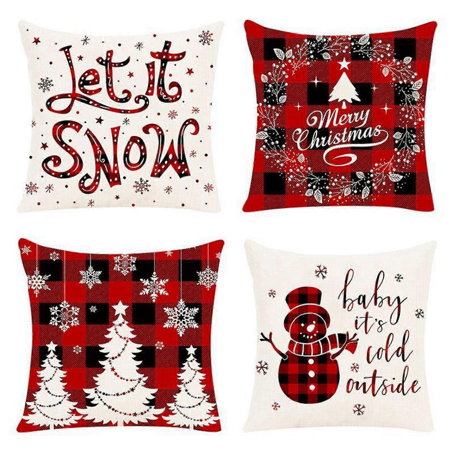 4 Christmas linen pillowcases
