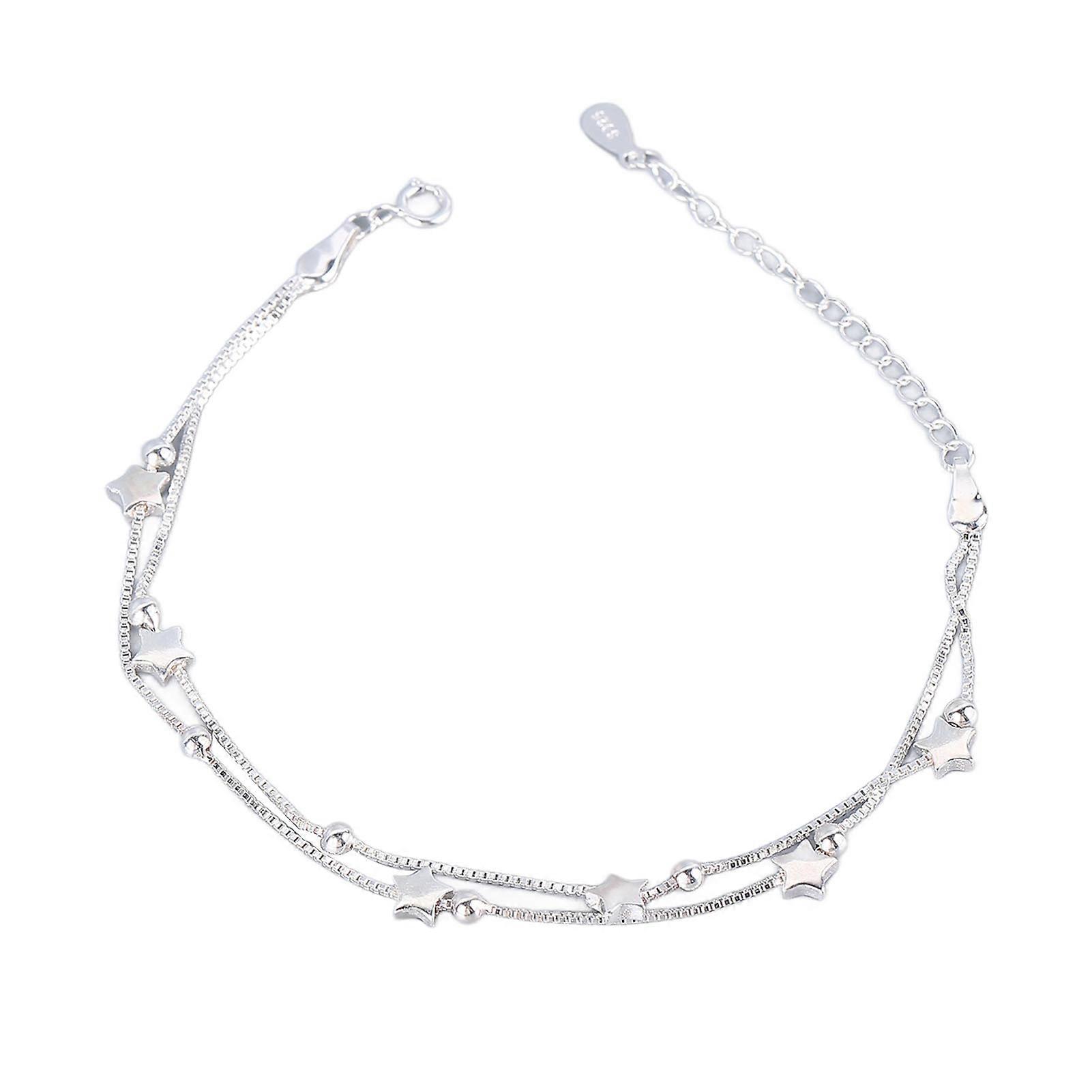 Stars S925 Silver Bracelet Elegant Adjustable Round Shape Link Bracelet for Dating Daily Life