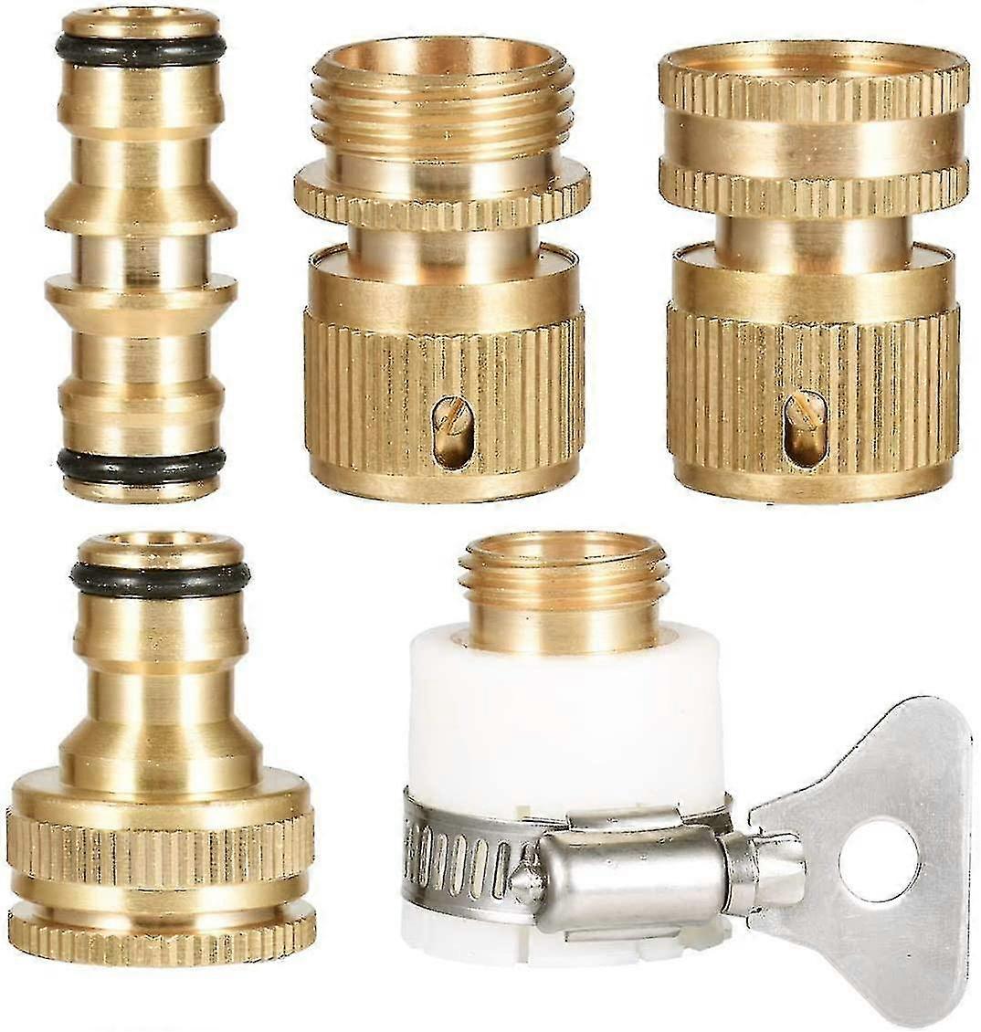 Hose Quick Connector, 3/4" Thread Garden Hose Connector - Double Male Metal Connector - 1/2" And 3/4" Female Threaded Faucet Adapter