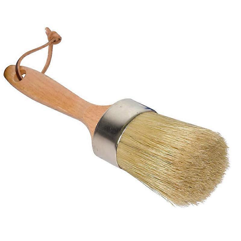 Chalk and Wax Paint Brush Large 2-In-1 Round Natural Bristles Painting Tool for DIY Furniture Stenc