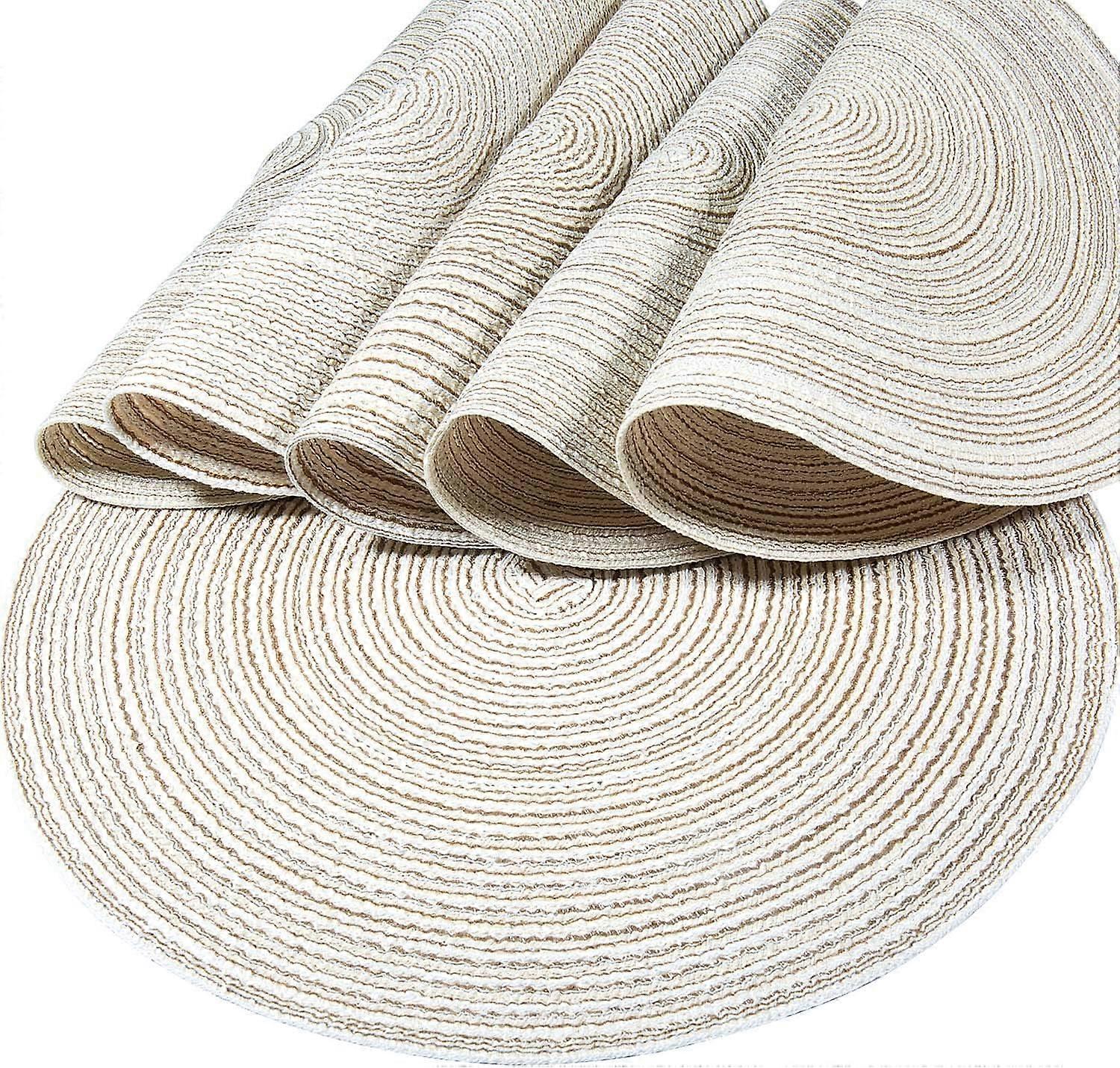 Placemats (Sets of 6) Round Tablecloth with Heat Resistant Fabric Round Table Mats, 36cm Beige