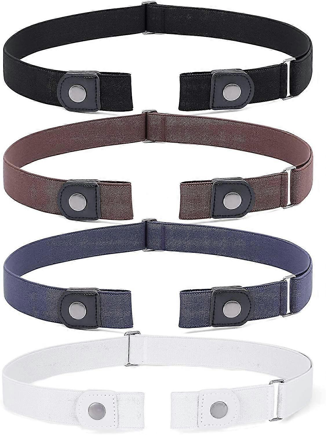Lot de 3/4 ceintures extensibles invisibles sans boucle, ceintures élastiques sans boucle pour femmes et hommes
