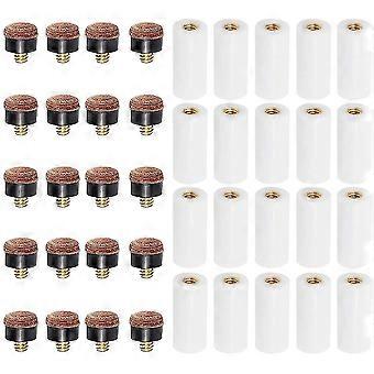 20sets Billiard Cue Tips With Pool Cue Stick Ferrules 12mm Billiard Screw-on Tips Replacement For N