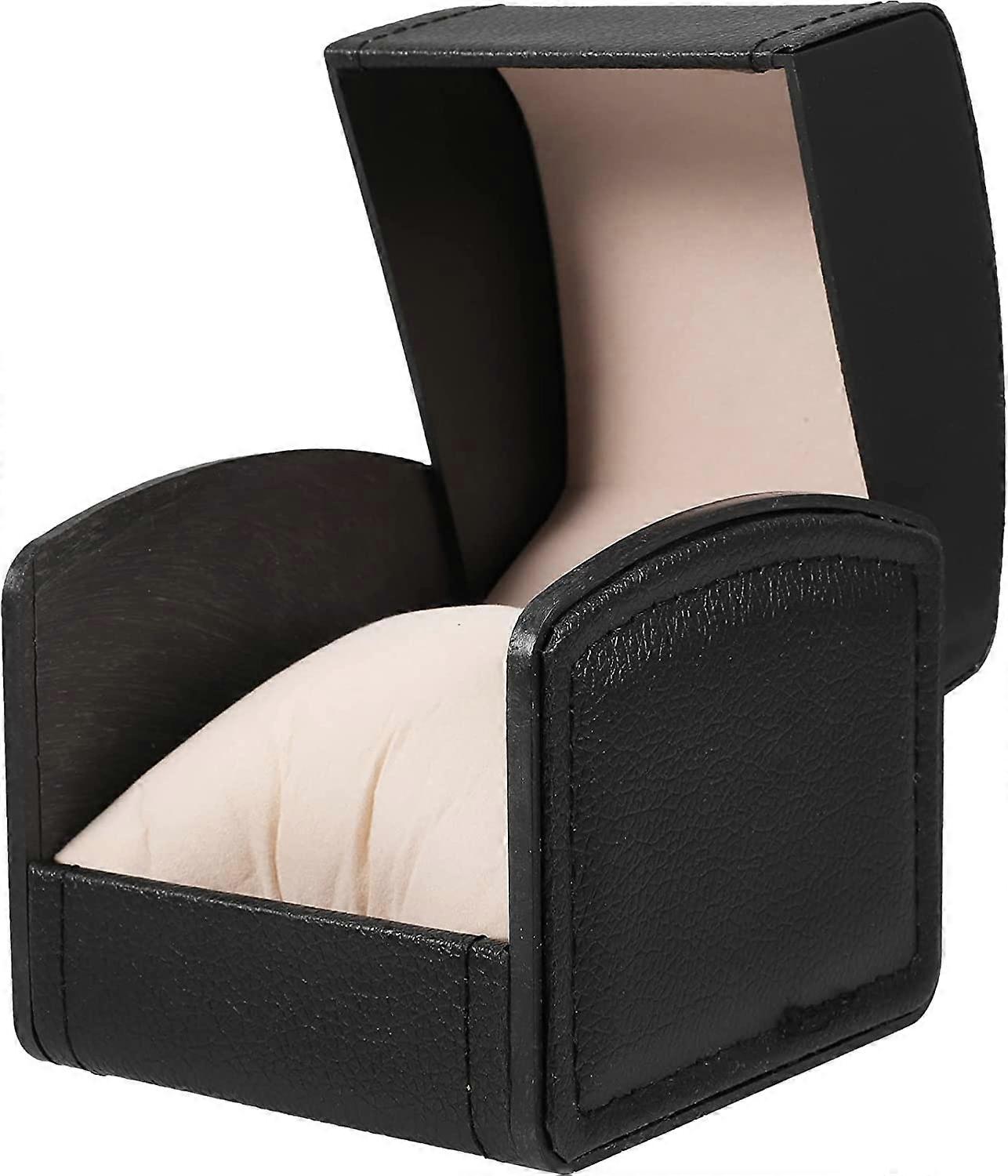 Square watch storage box, leatherette, black