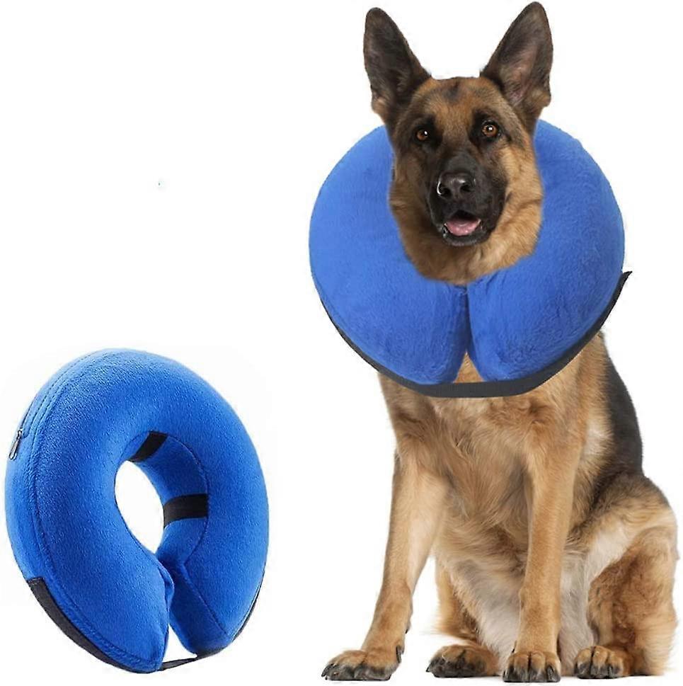 Dog Collar Inflatable Protective Dog Collar Protective Collar Adjustable Pet Collar Comfortable Protective Collar with Velcro Blue