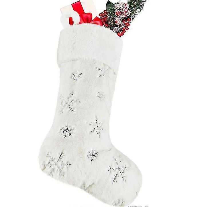 Sequin Snowflake Bas de Noël pour décoration Cheminée Suspendue