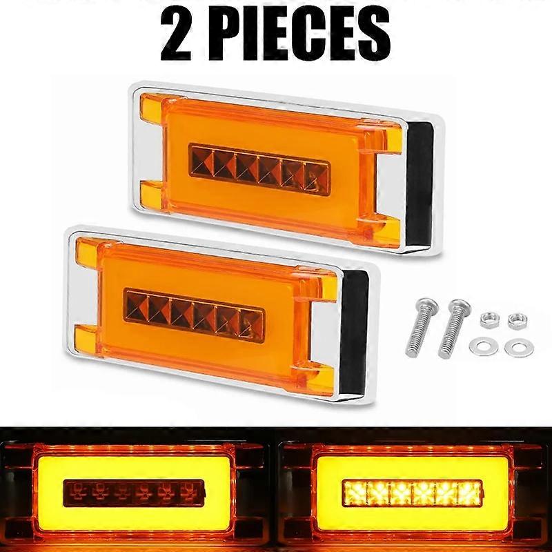 Truck Square Side Light Yellow LED Side Marker Light 6 inch Turn Signal Lamp For Trailer Tractor Lorry Pickup Bus ATV RV 12V 24V