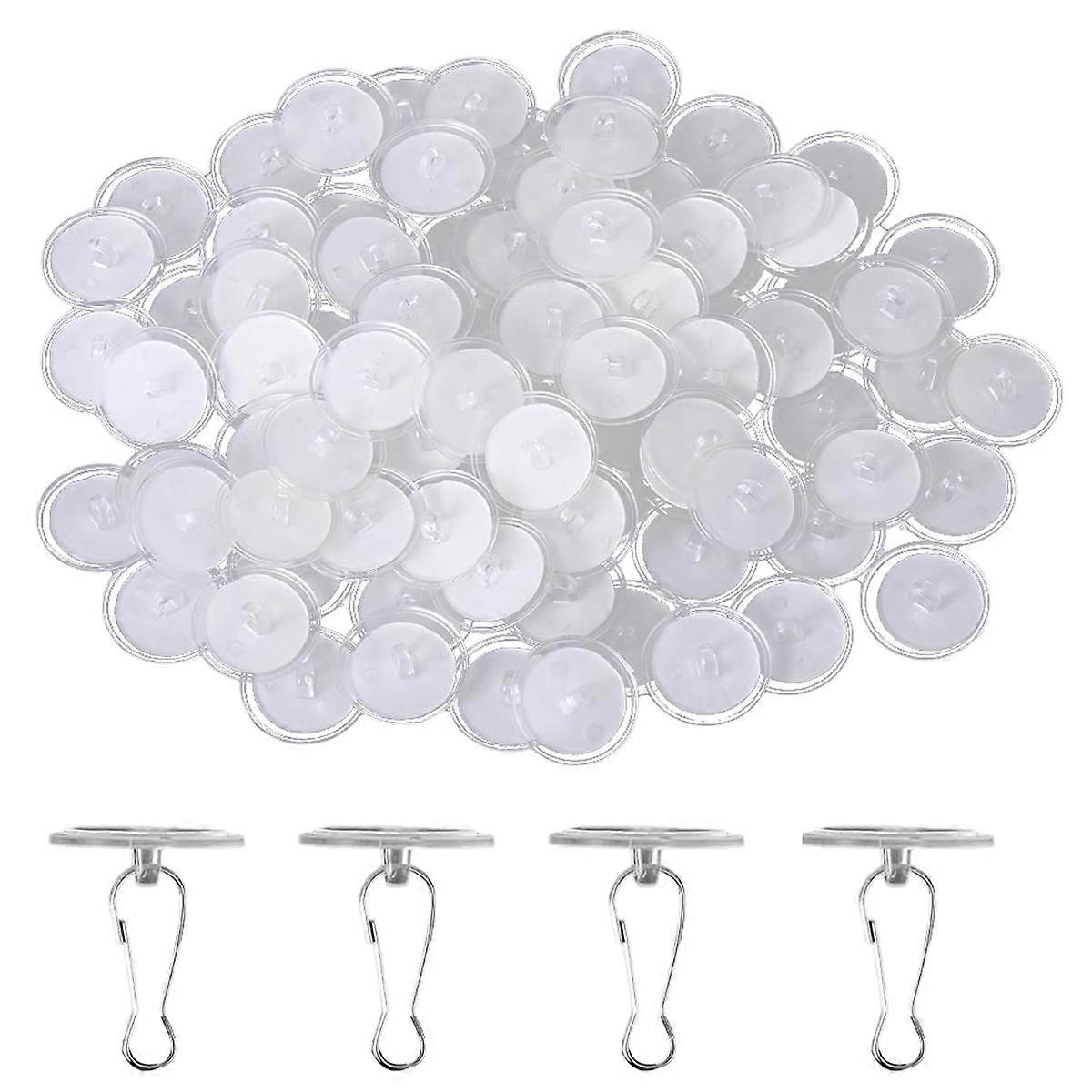 80 Pack Removable Transparent Wall Hanger Self-Adhesive Ceiling Hooks for Hanging Sticky Ceiling Hooks