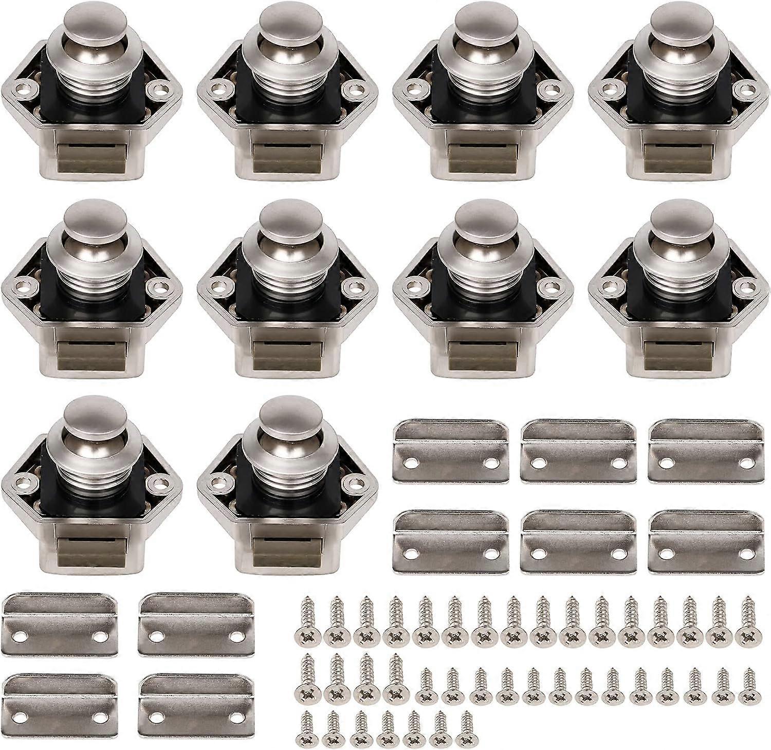 3.5 x 2.4cm Silver Metal RV Button Locks Keyless for RV Cabinet Drawers and Doors 10 Pack