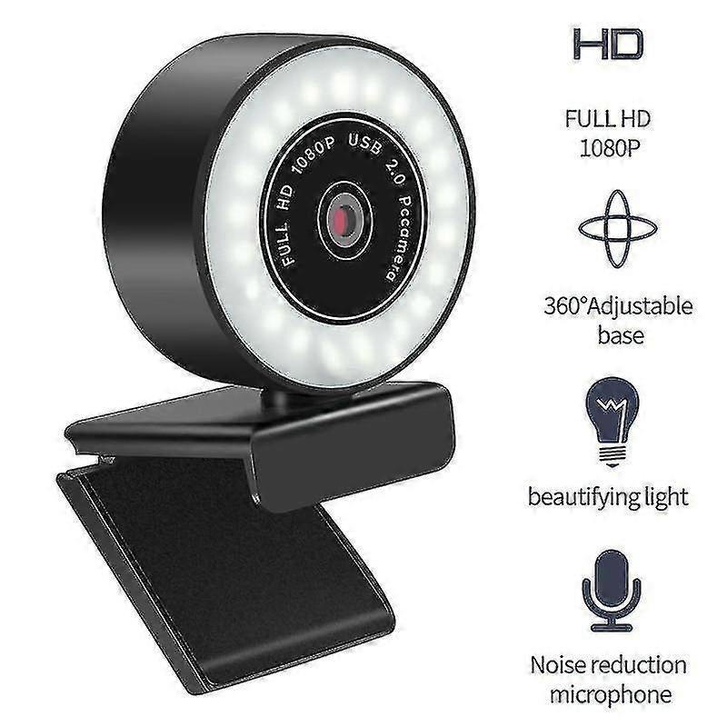 (1080p) Hd Webcam With Microph Led Web Camera For Computer Pc Video Recording Webcam