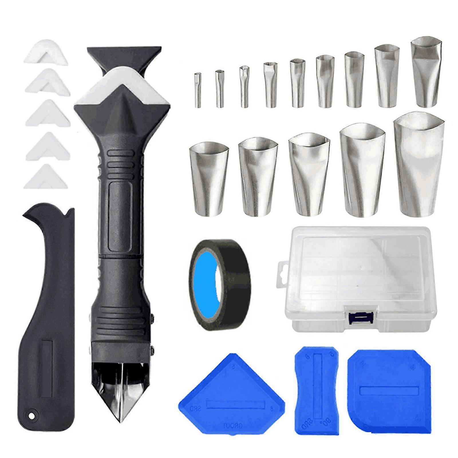 27 pcs/ Set Silicone Sealant Finishing Tool Grout Scraper Remover Nozzle And Caulk Cap Smooth Scraper Spatula Grout Kit Tools
