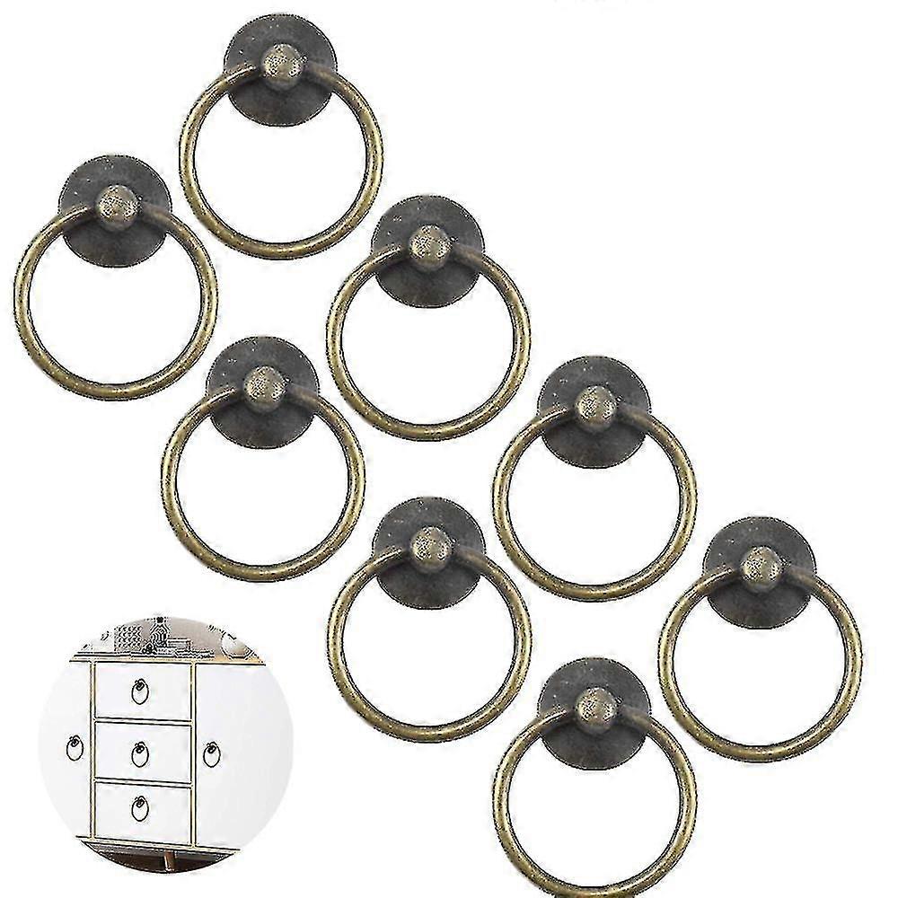Vintage Cabinet Ring Knobs Round Antique Drawer Pulls Handle(8pcs)