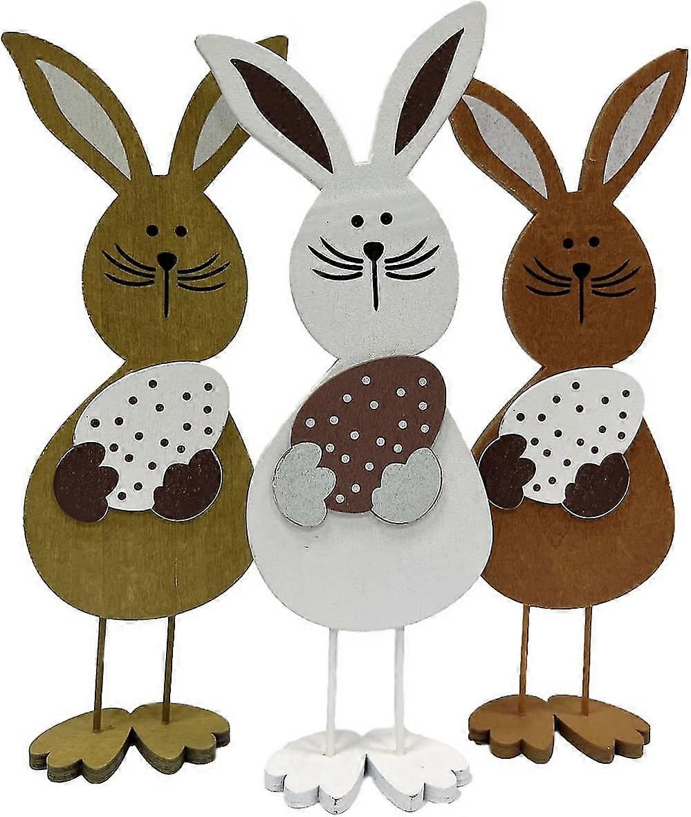 Easter Decorations Easter Bunny Decorations 3 Pcs Wooden Easter Bunnies Easter Decorations For Easte