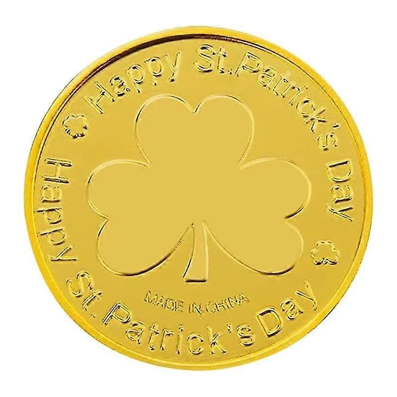 100 Pcs Clover Golden Coin Shamrock Rilievo Clear Pattern Colorfast Reusable Plastic Green And Golde