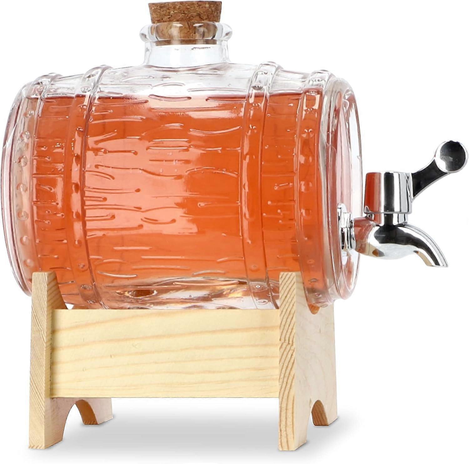 Barrel with Tap, Glass Beverage Dispenser