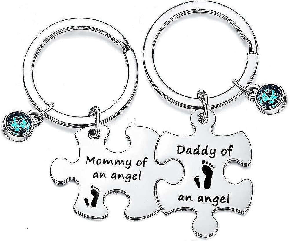 Set Of 2 Memorial Keychain Mommy Daddy Of An Keyring
